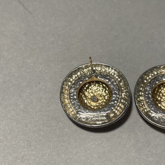 Vintage Signed DARLENE Gold/Silver Tone  Earrings Circular - Picture 4 of 6